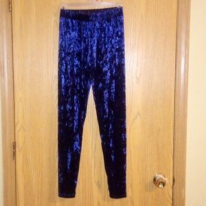 Dark Navy blue crush velvet straight leg pants SIZE: S **@SEE PICS** NO pockets